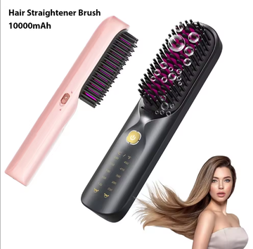 Cordless Hair Straightener Brush 450°F Adjustable Temp 30s Fast Heating 10000mAh Wireless Straightening Comb for Adult Kids